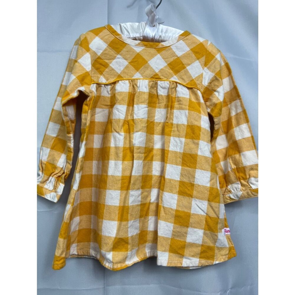 Ruffle Butts yellow and white check long sleeve dress size 2T - Picture 5 of 10